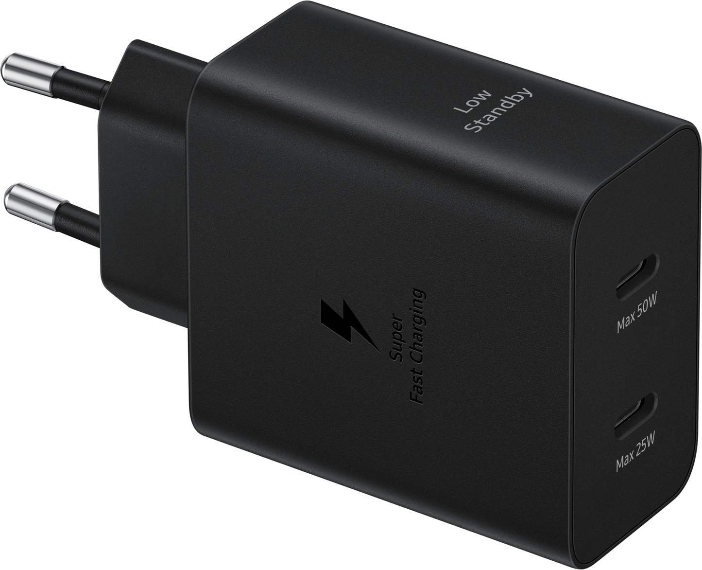 Φορτιστής δικτύου Samsung με καλώδιο USB-C, 50W, 3A, 2 x USB-C, μαύρο EP-T5020XBEGEU