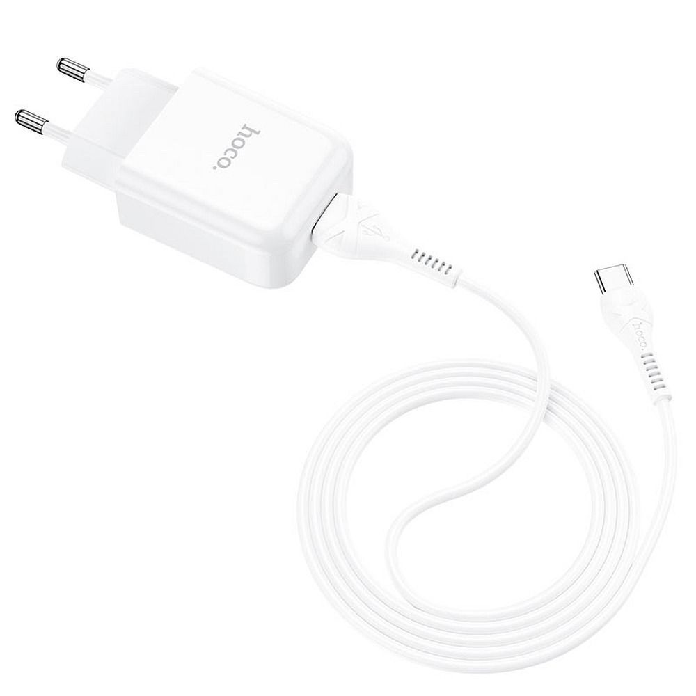 Φορτιστής δικτύου με καλώδιο USB-C HOCO N2, 10W, 2.1A, 1 x USB-A, λευκό 