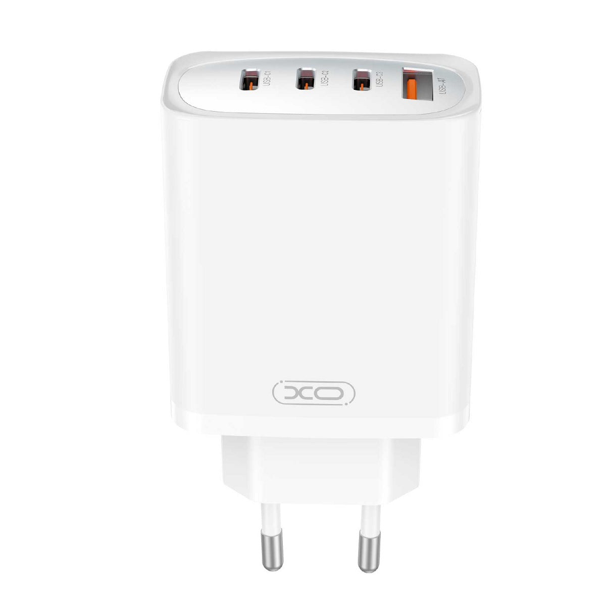 Φορτιστής δικτύου με καλώδιο USB-C XO Design CE23, 65W, 3.25A, 1 x USB-A - 3 x USB-C, Λευκό 