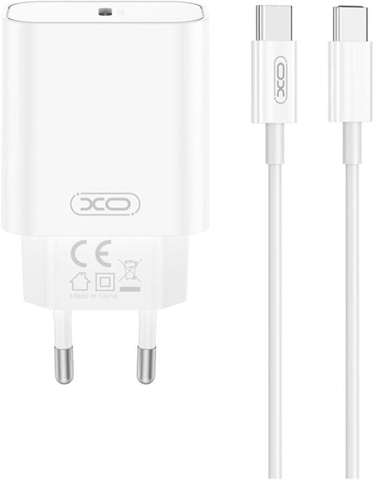 Φορτιστής Δικτύου με Καλώδιο USB-C XO Design CE32, 20W, 3A, 1 x USB-C, Λευκό