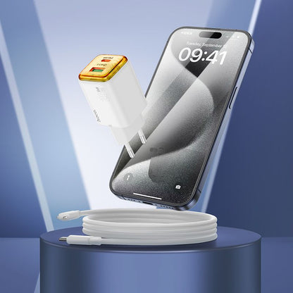 Φορτιστής Δικτύου με Καλώδιο USB-C HOCO N52, 20W, 3A, 1 x USB-A - 1 x USB-C, Λευκό