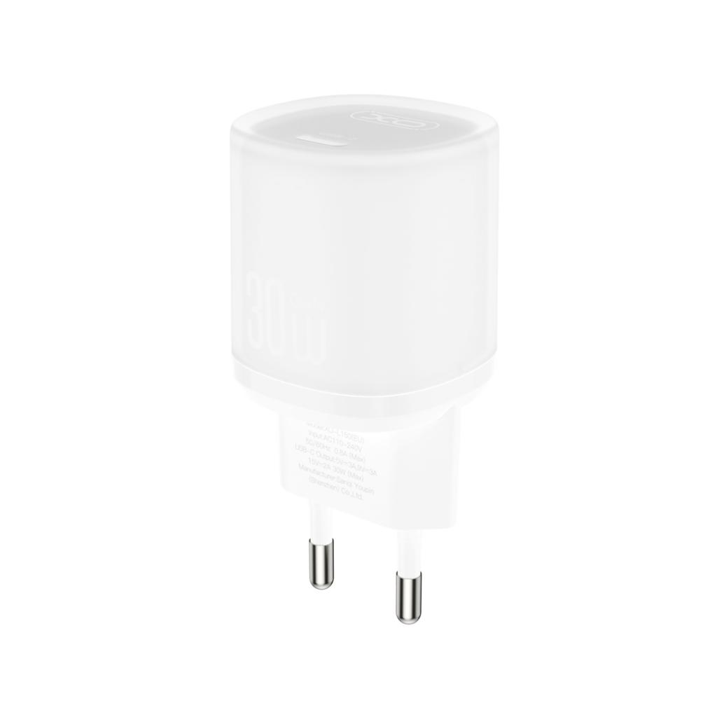 Φορτιστής Δικτύου με Καλώδιο USB-C XO Design L150, 30W, 3A, 1 x USB-C, Λευκό