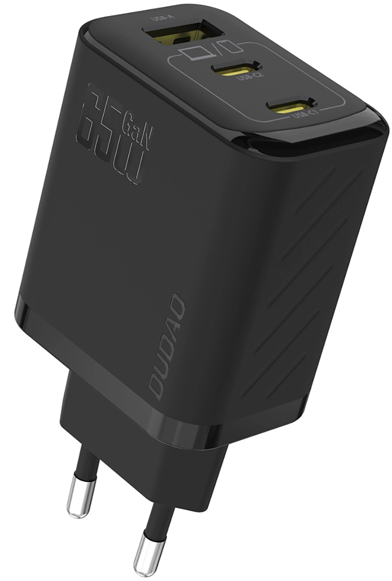 Φορτιστής Δικτύου με Καλώδιο USB-C Dudao A29C, 65W, 3.25A, 1 x USB-A - 2 x USB-C, Μαύρο