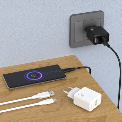 Φορτιστής Δικτύου με Καλώδιο USB-C Dudao A23TEU, 12W, 2.4A, 1 x USB-A, Μαύρο