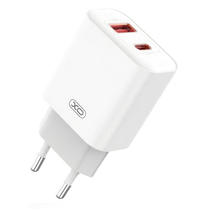 Φορτιστής δικτύου με καλώδιο Lightning XO Design CE12, 20W, 3A, 1 x USB-A - 1 x USB-C, Λευκό 