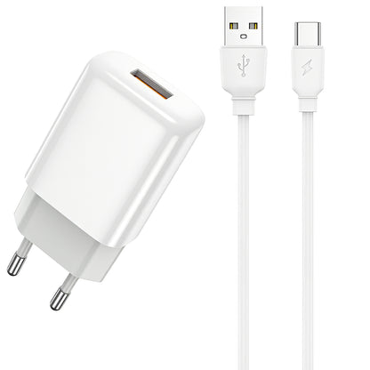 Prestico F7S Καλώδιο USB-C Φορτιστής δικτύου Prestico F7S, 12W, 2.4A, 1 x USB-A, Λευκό 