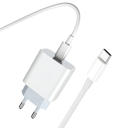 Φορτιστής Δικτύου με Καλώδιο USB-C Prestico F8S, 20W, 3A, 1 x USB-C, Λευκό