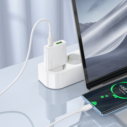 Φορτιστής δικτύου με καλώδιο USB-C Borofone BN25 Wish, 30W, 3A, 1 x USB-A - 1 x USB-C, Λευκό 