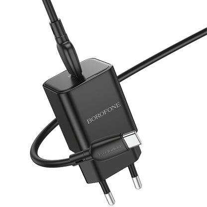 Φορτιστής δικτύου με καλώδιο USB-C Borofone BN13 Ασφάλεια, 30W, 3A, 1 x USB-C, Μαύρο 