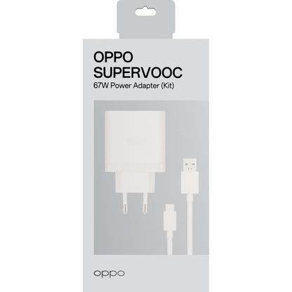 Φορτιστής δικτύου Oppo με καλώδιο USB-C Oppo, 67W, 6.1A, 1 x USB-A, λευκό VCB7CAEH