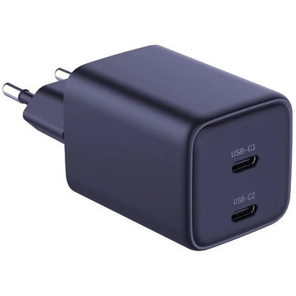 Φορτιστής δικτύου 3MK HyperCharger με καλώδιο USB-C, 45W, 3A, 2 x USB-C, Μαύρο 