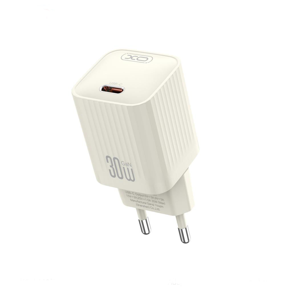 Φορτιστής Δικτύου με Καλώδιο USB-C XO Design L148, 30W, 3A, 1 x USB-C, Μπεζ