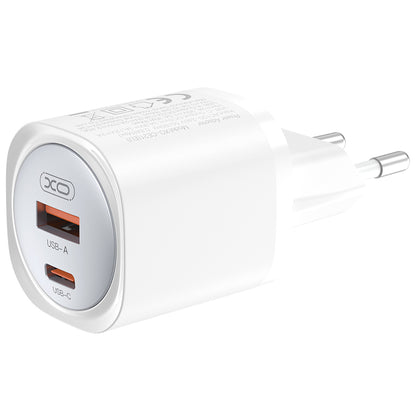 Φορτιστής Δικτύου με Καλώδιο USB-C XO Design CE21, 30W, 3A, 1 x USB-A - 1 x USB-C, Λευκό