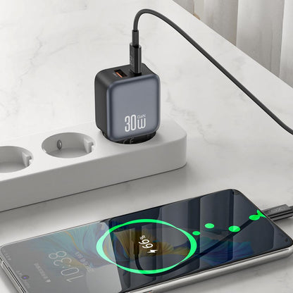 Φορτιστής Δικτύου με Καλώδιο USB-C XO Design L156, 30W, 3A, 1 x USB-A - 1 x USB-C, Μαύρο