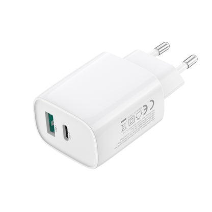 Φορτιστής Δικτύου με Καλώδιο USB-C XO Design CE29, 20W, 3A, 1 x USB-A - 1 x USB-C, Λευκό