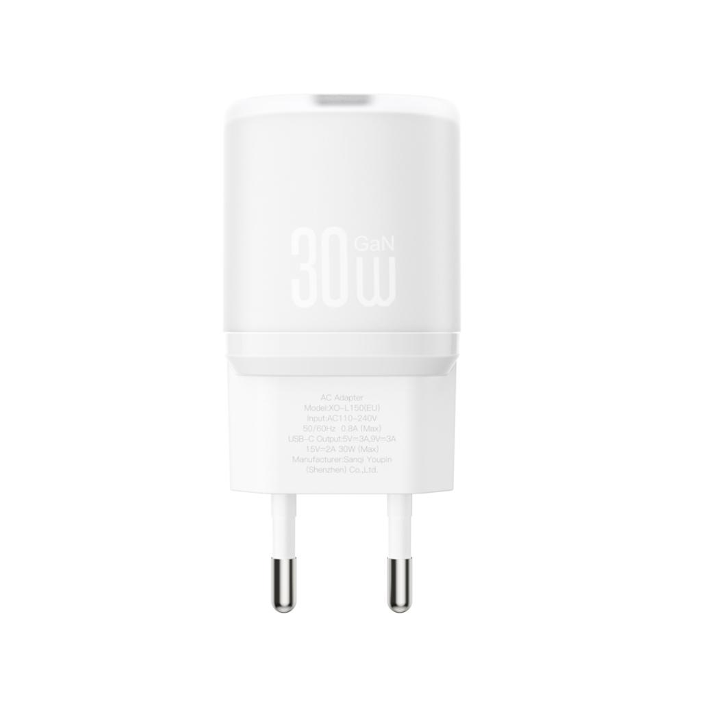 Φορτιστής Δικτύου με Καλώδιο USB-C XO Design L150, 30W, 3A, 1 x USB-C, Λευκό