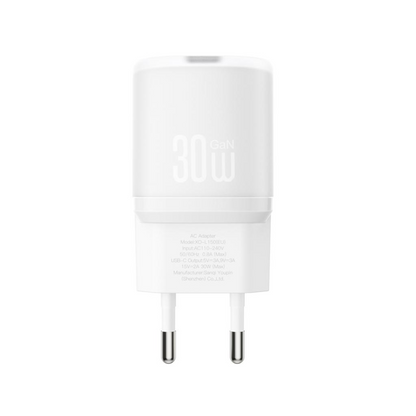 Φορτιστής Δικτύου με Καλώδιο USB-C XO Design L150, 30W, 3A, 1 x USB-C, Λευκό
