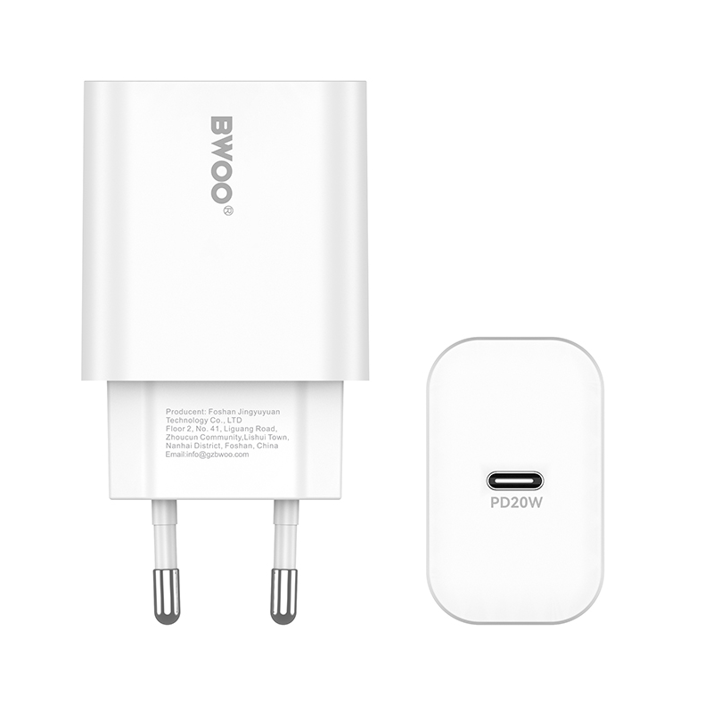 Φορτιστής Δικτύου με Καλώδιο Lightning BWOO CDA233, 20W, 3A, 1 x USB-C, Λευκό