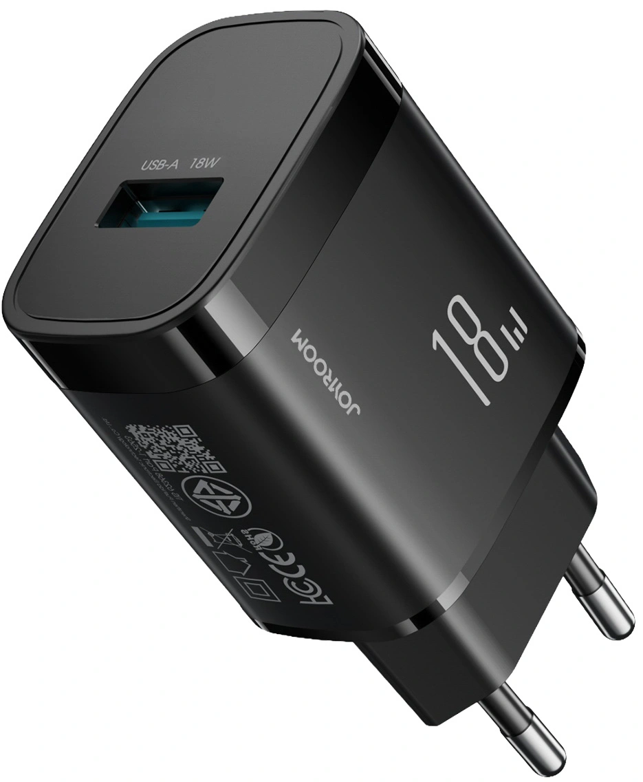 Φορτιστής Δικτύου με Καλώδιο USB-C Joyroom JR-TF4, 18W, 3A, 1 x USB-A, Μαύρο