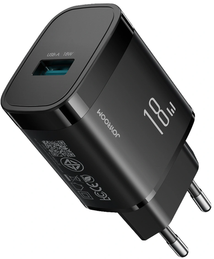 Φορτιστής Δικτύου με Καλώδιο USB-C Joyroom JR-TF4, 18W, 3A, 1 x USB-A, Μαύρο