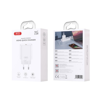 Φορτιστής Δικτύου με Καλώδιο USB-C XO Design CE32, 20W, 3A, 1 x USB-C, Λευκό