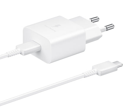 Φορτιστής δικτύου Samsung USB-C με καλώδιο USB-C, 15W, 2A, 1 x USB-C, λευκό EP-T1510XWEGEU