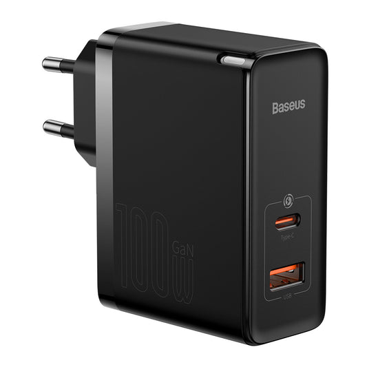 Φορτιστής Δικτύου με Καλώδιο USB-C Baseus GaN5 Pro, 100W, 3A, 1 x USB-A - 1 x USB-C, Μαύρο CCGP090201