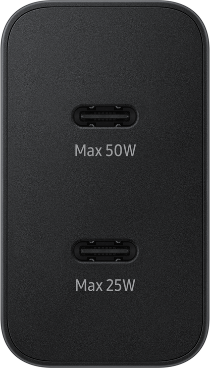 Φορτιστής δικτύου Samsung με καλώδιο USB-C, 50W, 3A, 2 x USB-C, μαύρο EP-T5020XBEGEU