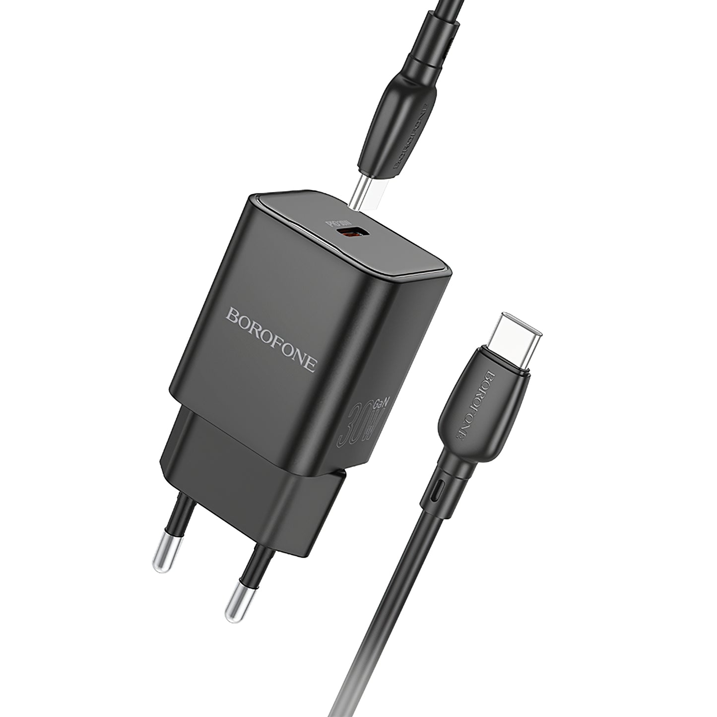 Φορτιστής δικτύου με καλώδιο USB-C Borofone BN13 Ασφάλεια, 30W, 3A, 1 x USB-C, Μαύρο 