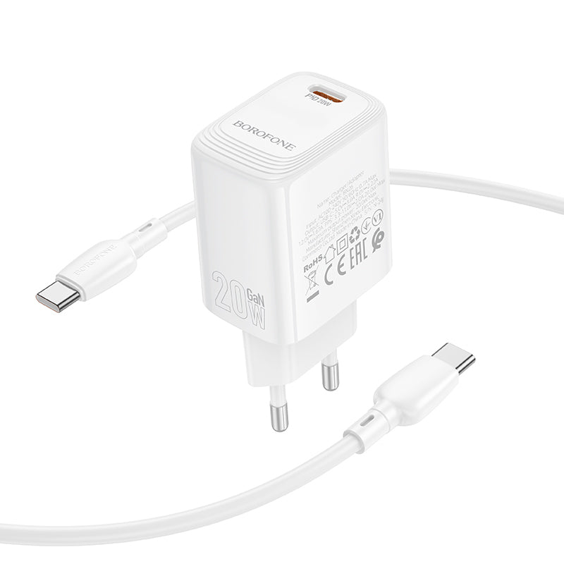 Φορτιστής Δικτύου με Καλώδιο USB-C Borofone BN26 Fuente, 20W, 3A, 1 x USB-C, Λευκό