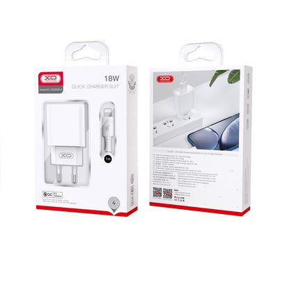 Φορτιστής Δικτύου με Καλώδιο Lightning XO Design CE02D, 18W, 3A, 1 x USB-A, Λευκό