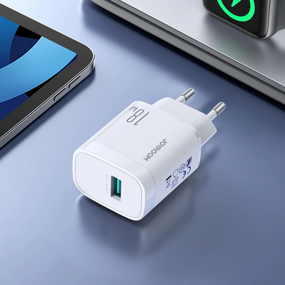 Φορτιστής Δικτύου με Καλώδιο USB-C Joyroom JR-TF4, 18W, 3A, 1 x USB-A, Λευκό
