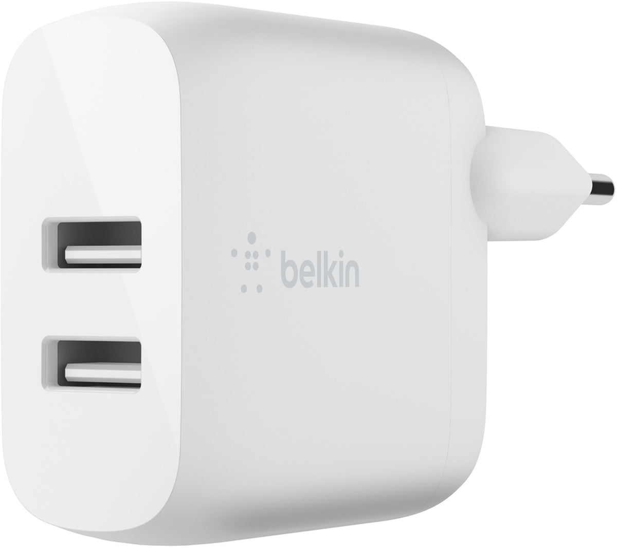 Φορτιστής Δικτύου με Καλώδιο USB-C Belkin BoostCharge Dual, 24W, 2.4A, 2 x USB-A, Λευκό WCE001vf1MWH