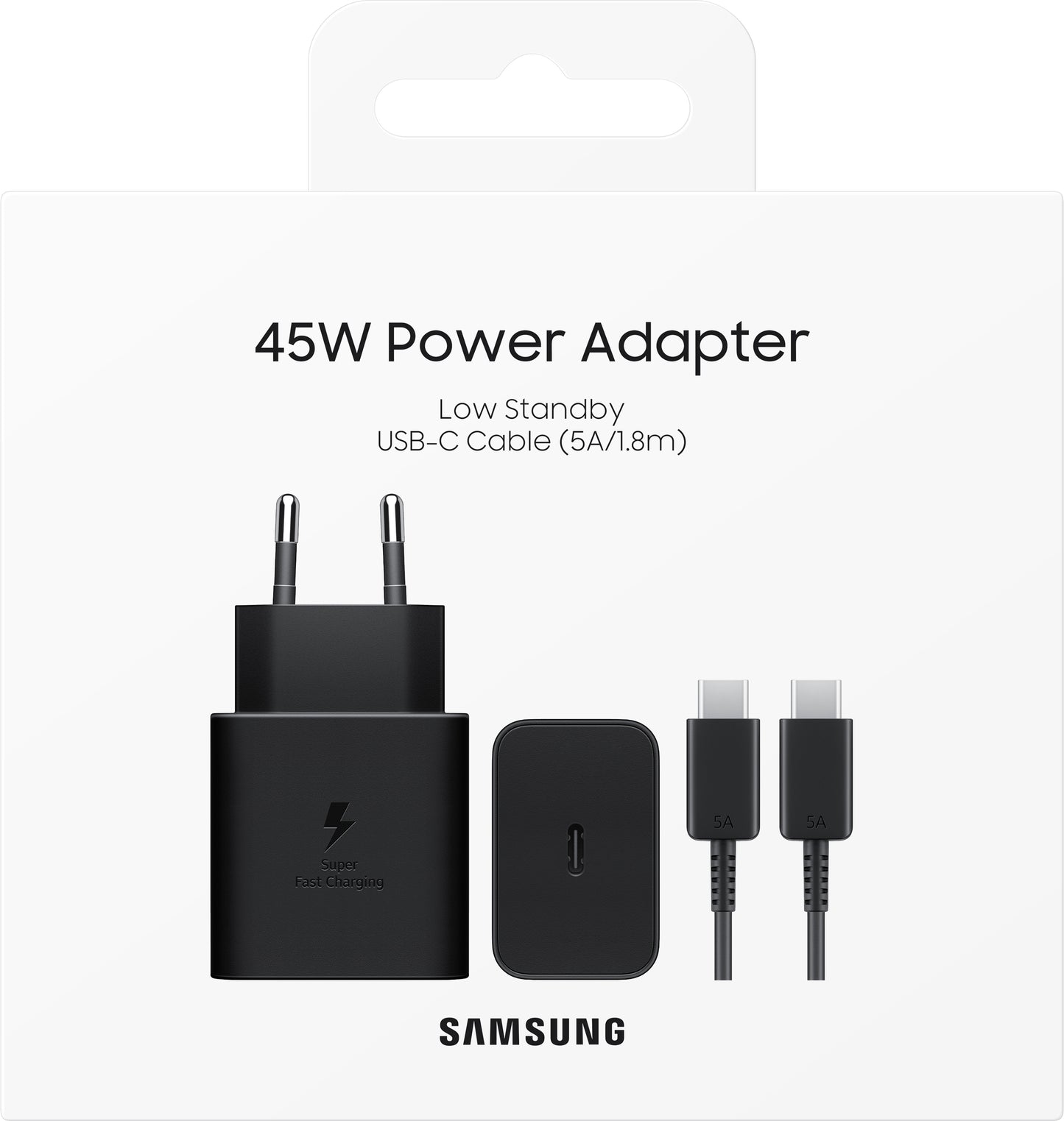 Φορτιστής δικτύου Samsung με καλώδιο USB-C, 45W, 4,05A, 1 x USB-C, μαύρο EP-T4511XBEGEU 