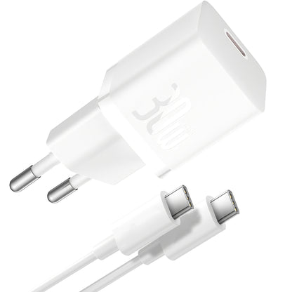 Baseus GaN5S Φορτιστής δικτύου με καλώδιο USB-C GaN5S, 30W, 3A, 1 x USB-C, λευκό P1011090902213-00 