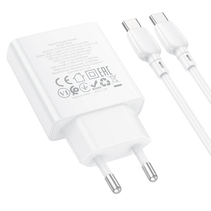 Φορτιστής δικτύου με καλώδιο USB-C Borofone BN25 Wish, 30W, 3A, 1 x USB-A - 1 x USB-C, Λευκό 