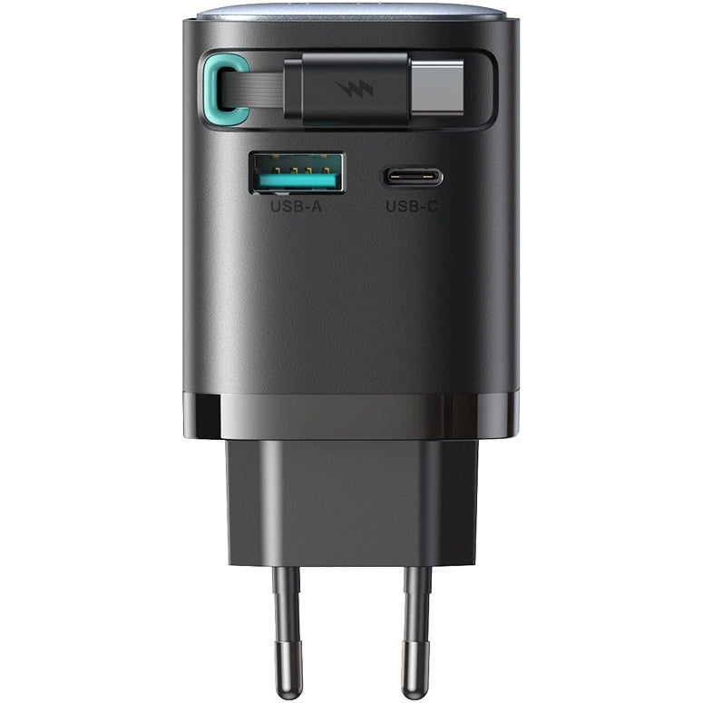 Joyroom JR-TCL02 Καλώδιο USB-C Φορτιστής δικτύου JR-TCL02, 65W, 3A, 1 x USB-A - 1 x USB-C, Μαύρο 