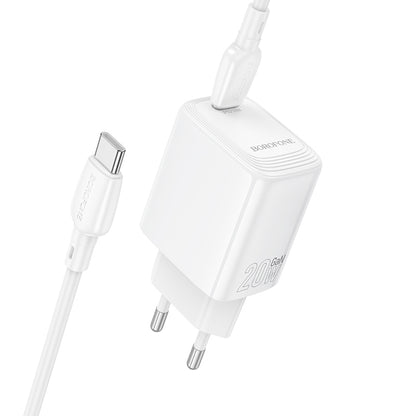Φορτιστής Δικτύου με Καλώδιο USB-C Borofone BN26 Fuente, 20W, 3A, 1 x USB-C, Λευκό