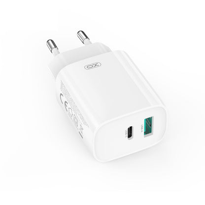 Φορτιστής Δικτύου με Καλώδιο USB-C XO Design CE29, 20W, 3A, 1 x USB-A - 1 x USB-C, Λευκό