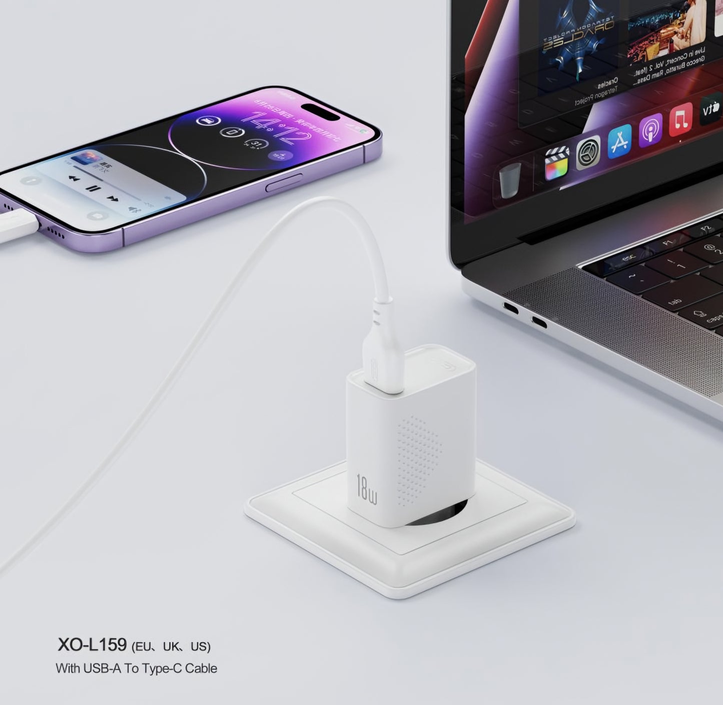 Φορτιστής Δικτύου με Καλώδιο microUSB XO Design L159, 18W, 3A, 1 x USB-A, Λευκό