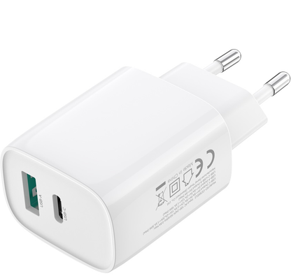 Φορτιστής Δικτύου με Καλώδιο Lightning XO Design CE30, 30W, 3A, 1 x USB-A - 1 x USB-C, Λευκό