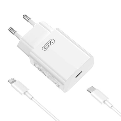 XO Design L126 Lightning Cable Wall Charger, 20W, 3A, 1 x USB-C, White