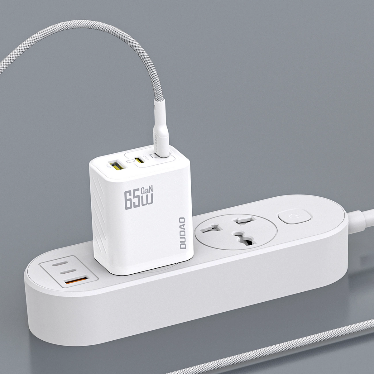Dudao A29C USB-C Cable Wall Charger, 65W, 3.25A, 1 x USB-A - 2 x USB-C, White