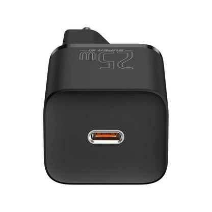 Baseus Super Si φορτιστής δικτύου USB-C με καλώδιο USB-C, 25W, 3A, 1 x USB-C, μαύρο TZCCCSUP-L01 