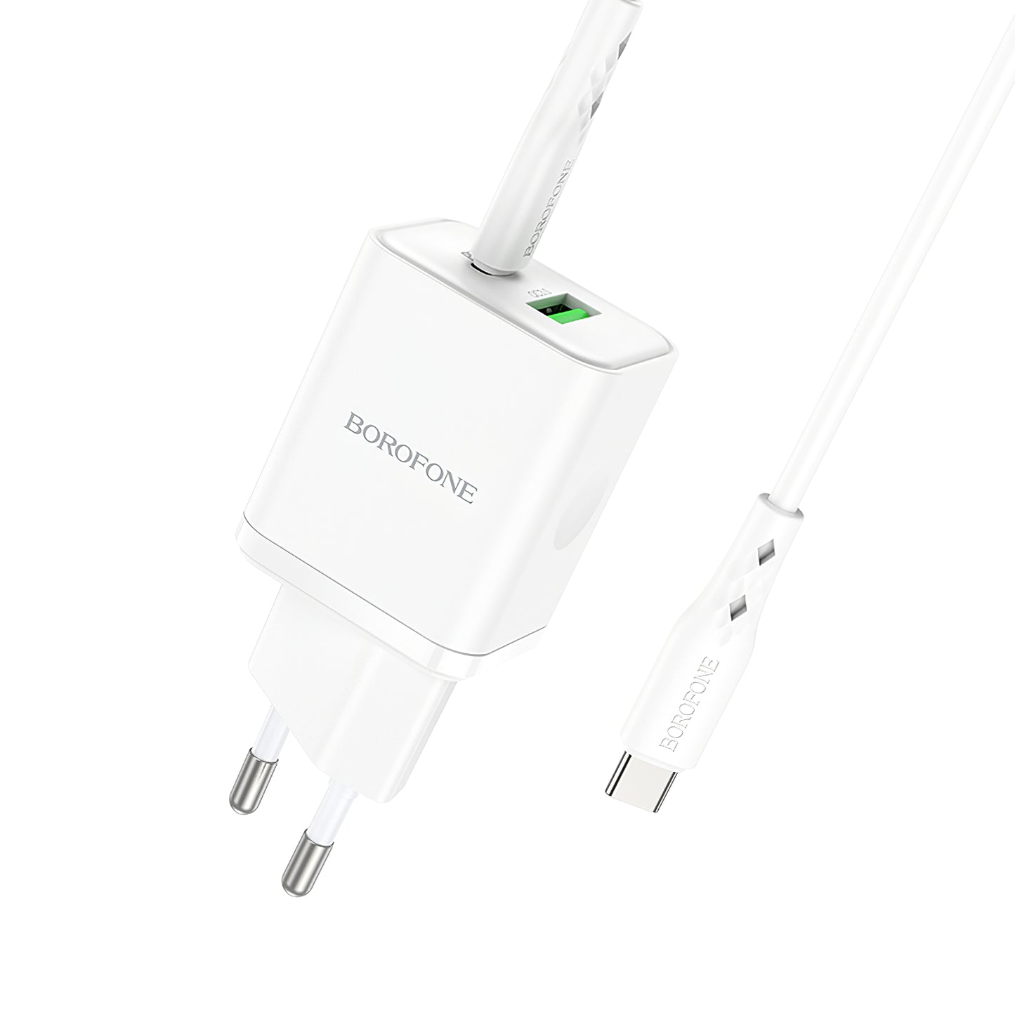 Φορτιστής δικτύου με καλώδιο USB-C Borofone BN7, 20W, 3A, 1 x USB-A - 1 x USB-C, Λευκό 