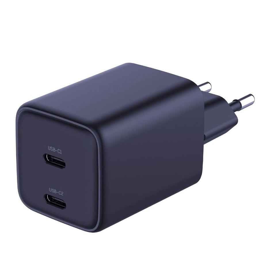 Φορτιστής δικτύου 3MK HyperCharger με καλώδιο USB-C, 45W, 3A, 2 x USB-C, Μαύρο 