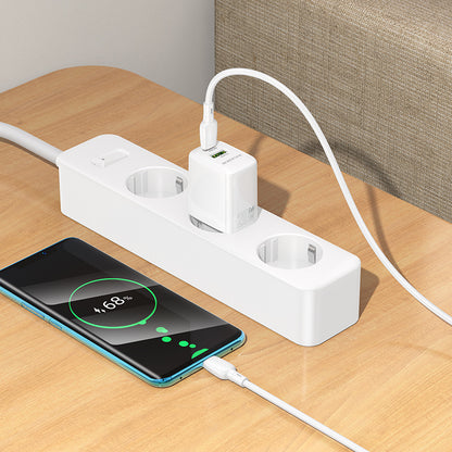 Φορτιστής Δικτύου με Καλώδιο USB-C Borofone BN27 Fuente, 20W, 3A, 1 x USB-A - 1 x USB-C, Λευκό