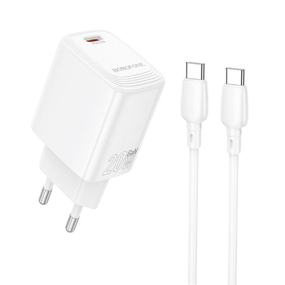 Φορτιστής Δικτύου με Καλώδιο USB-C Borofone BN26 Fuente, 20W, 3A, 1 x USB-C, Λευκό