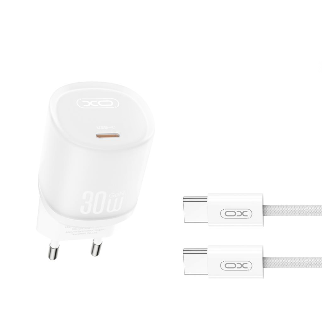 Φορτιστής Δικτύου με Καλώδιο USB-C XO Design L150, 30W, 3A, 1 x USB-C, Λευκό