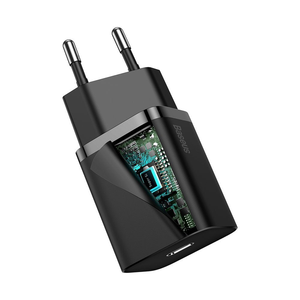 Φορτιστής δικτύου Baseus Super Si με καλώδιο Lightning, 20W, 3A, 1 x USB-C, μαύρο TZCCCSUP-B01